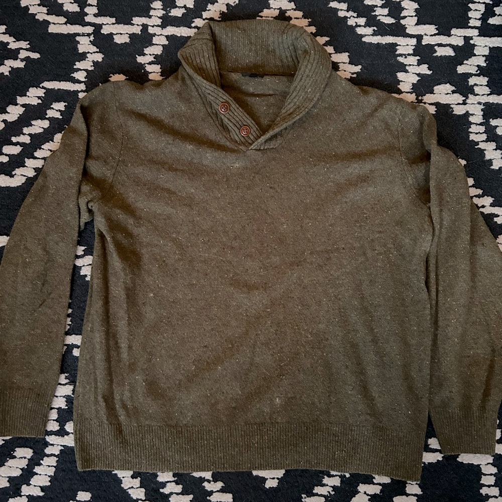 J. Crew merino wool collared green sweater.